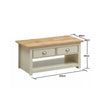 Lisbon 2 Drawer Coffee Tea Side Table Shelf Storage Furniture Living Room Cream