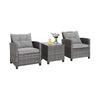 3 Piece Patio Rattan Sofa Set Backyard Outdoor Wicker Conversation Set