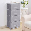 Fabric Storage Unit Cabinet End Side Table w/ 4 Drawers Bedroom Hallway Grey UK
