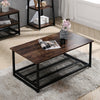 2 Tier Coffee Table Industrial Wooden Rectangle Living Room Table Metal Shelf