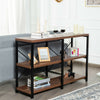 3-Tier Console Table Rustic Wooden Sofa Side Table Hall Desk W/ Storage Shelves