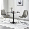 Round Dining Table and 4 Chairs Microfiber Suede Chrome Legs Coffee Kitchen Home