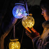 LED Solar Lamp Cracked Glass Ball Hanging Light Outdoor Garden Yard Decor UK
