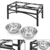 Double Elevated Dog Pet Feeder Bowl Stainless Steel Food Water Stand Tray UK