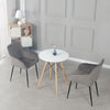 2PCS Modern Grey Velvet Fabric Upholstered Dining Chairs Armchairs Metal Legs