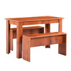 Wood Dining Table and 2 Bench Set Breakfast Nook Kitchen Furniture Cherry Wood