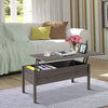 Modern Lift Top Coffee Table with Storage Convertible Tea Desk TAN