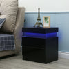 2 Drawers Bedside Table LED Nightstand High Gloss Modern Bedroom Chest Cabinets