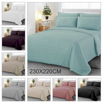 2.3*2.2m Satin Stripe Duvet Cover with Pillowcase Quilt Bedding Set King Size