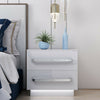 White Bedside Cabinet Table High Gloss Chest of Drawer FREE LED Light Nightstand