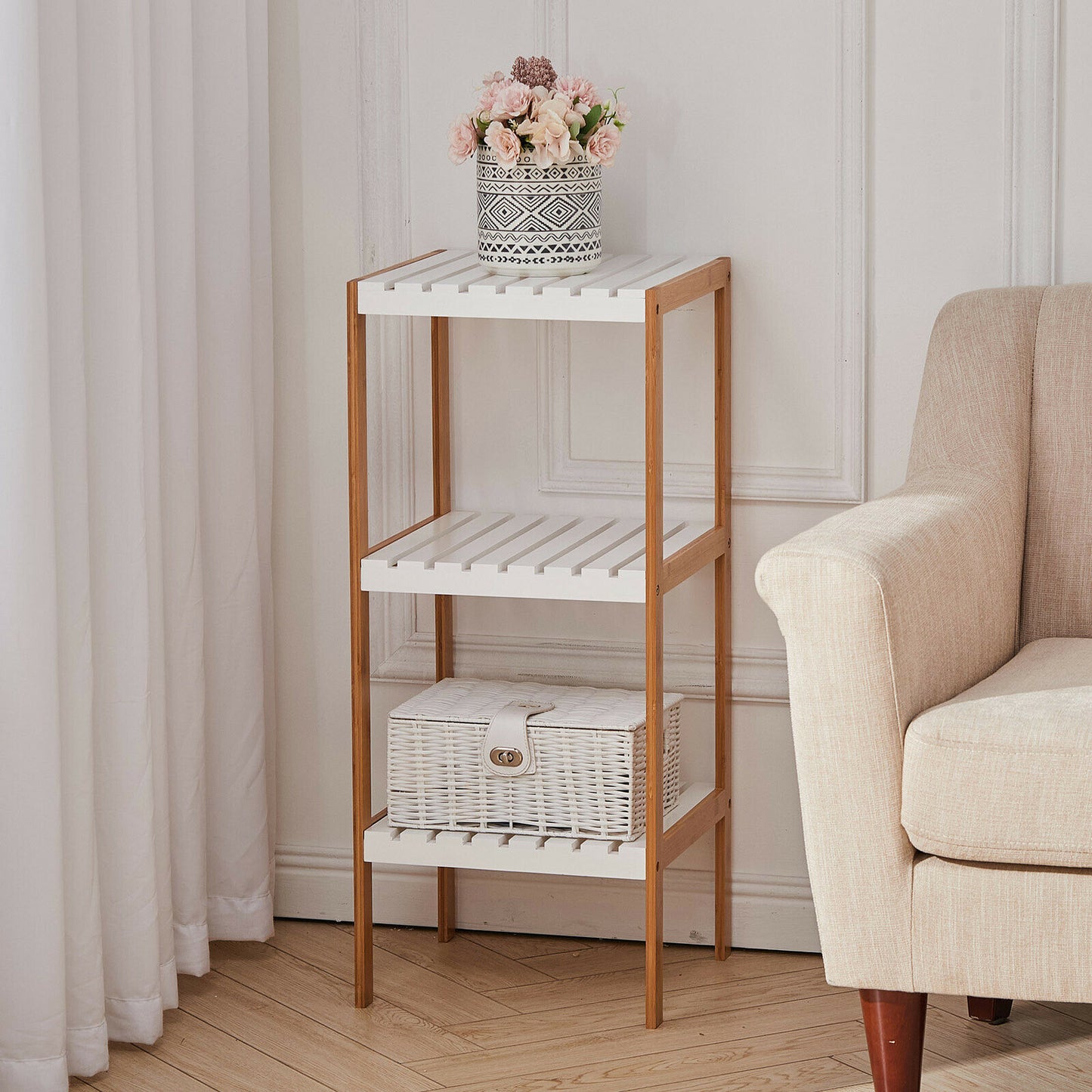3 Tier Wooden Storage Shelves Hallway Corner Display Plant Stand Organiser Shelf