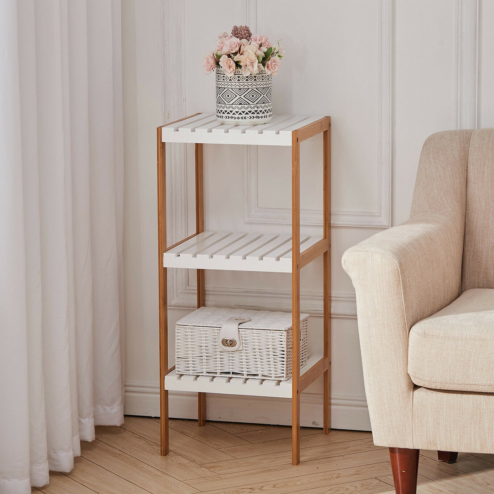 3 Tier Wooden Storage Shelves Hallway Corner Display Plant Stand Organiser Shelf