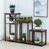 Industrial End Table Retro Rustic Carving Side Table Bonsai Flower Plant Shelf
