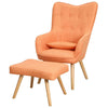 Vintage Accent Armchair and Footstool Tub Wing Chair Reclining Bedroom Lazy Sofa