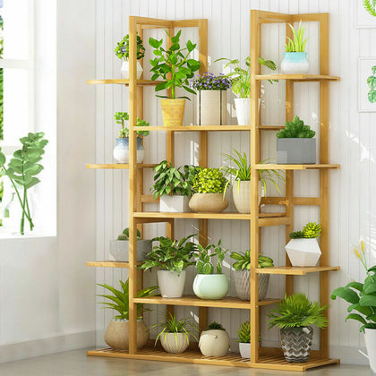 11 Tiers Large Double Planter Pot Stand Plant Rack Display Shelf Indoor Outdoor