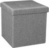 UK GREY LARGE LINEN FOLDING STORAGE OTTOMAN POUFFE SEAT FOOT STOOL STORAGE BOX