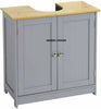 Under Sink Bamboo Bathroom Cabinet Free Standing Basin Cupboard With Grey Shelf