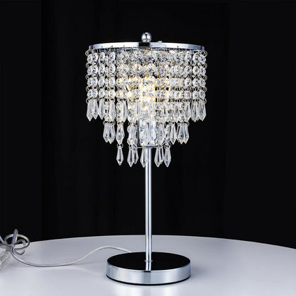 LED Crystal Table Lamp Diamond Beads Lampshade NightLight Atmosphere Bedside Bar