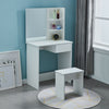Wood White Corner Dressing Table Bedroom Makeup Desk With Stool Drawer Modern