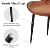 2 X Faux Leather Dining Chairs Metal Legs Thick Cushion Living Room Brown Modern