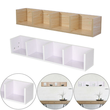 Modern Wall Mount Storage Shelf CD Media Storage Rack Wooden 4 Unit Practical