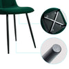 Set of 2 Dining Chair Living Room Velvet Chair with Metal Leg＆Soft Cushion Green