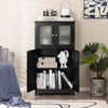 Bathroom Floor Cabinet Freestanding Storage Cupboard W/ 2 Tempered Glass Doors