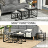 Set of 3 Nesting Coffee Tables Square End Tables w/ Metal Frame, Grey