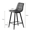2/4/6 Modern Grey Breakfast Bar Stools Velvet Padded Seat Metal Legs Kitchen Pub