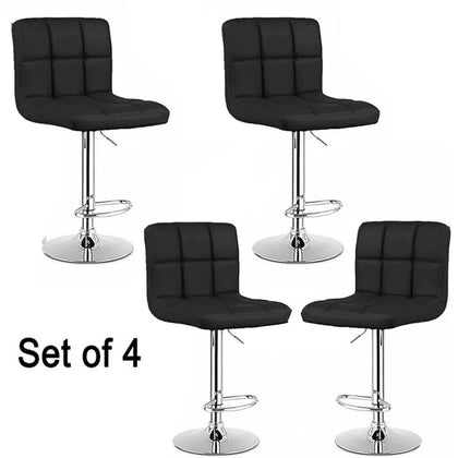 4 x Breakfast Bar Stools Faux Leather Gas Lift Home Kitchen Swivel Chairs Black
