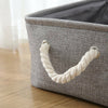 Fabric Storage Box Plain Foldable Collapsible Rope Handles Storage Cubes Basket