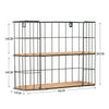 2 Tier Wall Mounted Metal Wire Wood Shelf Floating Shelves Kitchen Storage Rack