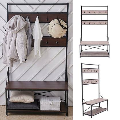 Industrial Steel Clothes Rail Rack Stand Rustic Wood Retro Vintage Garment 180cm