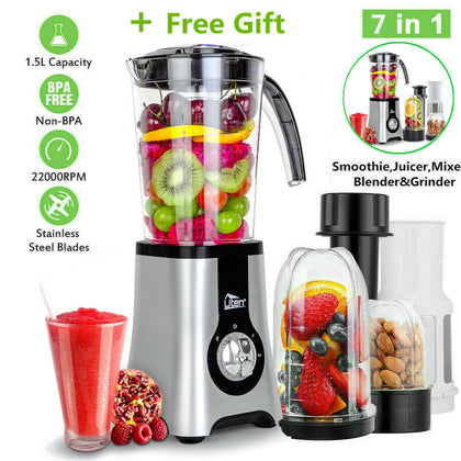 7in1 Food Blender Food Processor Smoothie Maker Fruit Juicer Coffee Grinder 1.5L