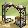 C Shaped Side Table Snack Coffee End Table for Living Room, Slides Up to Sofa