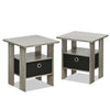 Furinno Andrey Coffee End Table Nightstand with Bin Drawer, Set of 2