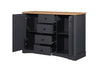 Carden Sideboard 2 Doors 4 Drawers Storage Cabinet Cupboard Dark Grey and Oak