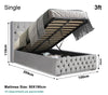 Ottoman Bed Small Double King Size Storage Gas Lift Up Velvet Bed Frame Bedroom