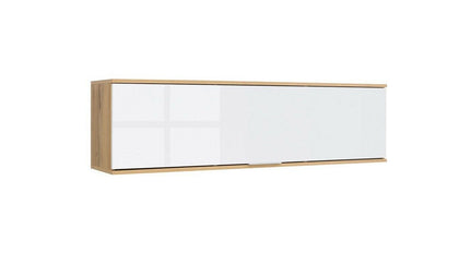 Modern Wall Cabinet Unit Storage Bedroom Living Room White Gloss Oak finish Zele