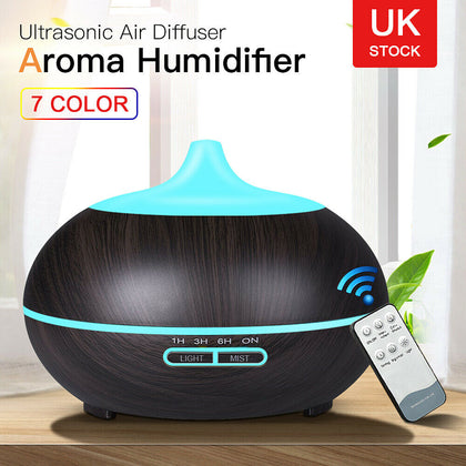 Aroma Diffuser Electric Ultrasonic Air Mist Humidifier Purifier 7 Colors LED UK