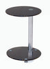 Lamp Table Side End Table Display Stand Black Glass Round Top Chrome Frame