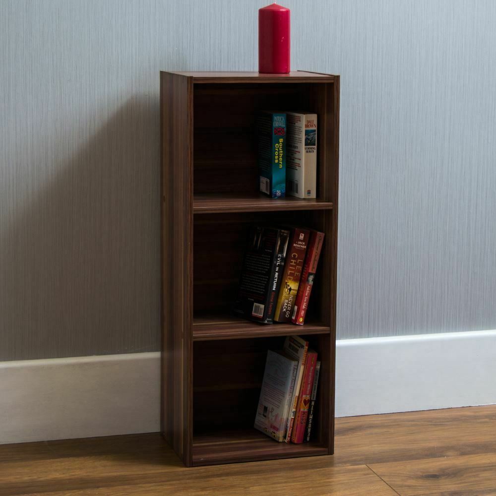 Oxford Bookcase 3 Tier Cube Shelf Wood Storage Photo Display Room Furniture Unit