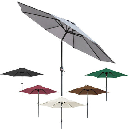3M Round Garden Parasol Umbrella Patio Sun Shade Aluminium Crank Tilt