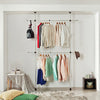 Telescopic Wardrobe Closet Organizer Clothes Hanging Rail Movable Garment Rack