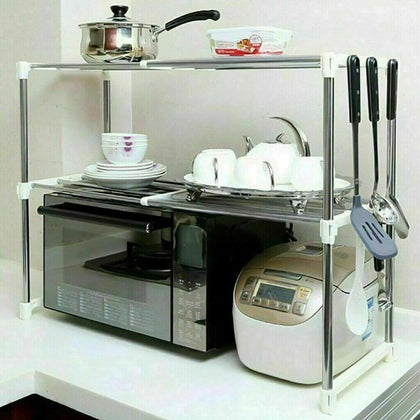 2 Tier Microwave Oven Rack Stand Shelf Holder Kitchen Tools Storage Organiser P3