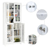 Bookcase Cabinet with 4 Glass Doors Tall Cupboard Free Standing Storage Unit