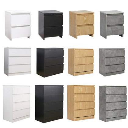 Modern Bedside Table Cabinet 2/3/4 Drawers Nightstand Storage Bedroom Furniture