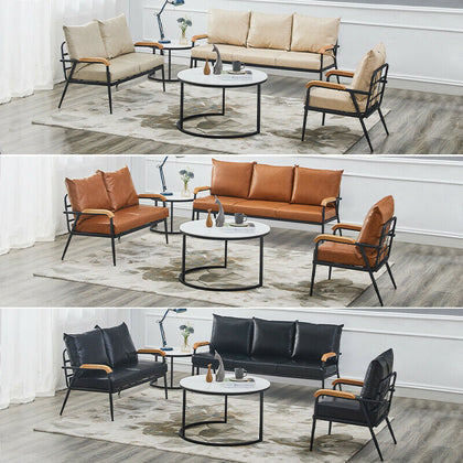1/2/3 Seater Faux Leather Sofa Armchairs Couches Livingroom Black Brown Modern