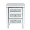 3 Drawers Mirrored Glass Bedside Table Side Cabinet Crystal Handles Bedroom UK