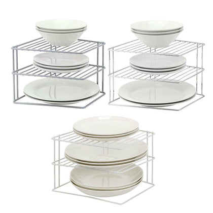 3 Tier Corner Kitchen Plate Rack Holder Cupboard Shelf Insert Tidy Organiser